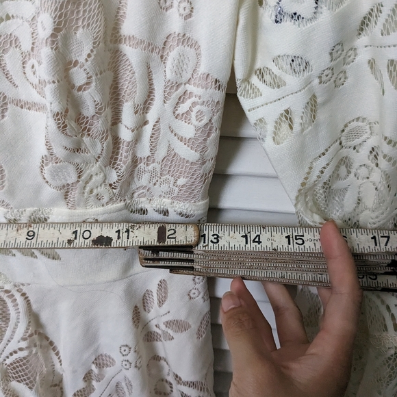 Free People cream lace boho/hippie skater dress size 2 - Picture 6 of 6